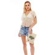 Chic Cactus Woven Clutch