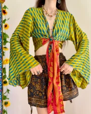Vibrant Bohemian Tie-Front Top With Paisley Shorts - Image 6