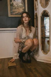 Elegant Black Beaded Cross Necklace - Image 3