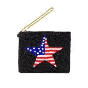 Patriotic Star Beaded Clutch Bag