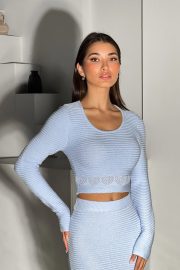 Elegant Sky Blue Knit Set - Image 5