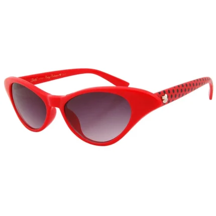 Red Cat-Eye Sunglasses With Polka Dot Detail