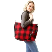 Stylish Red Plaid Shoulder Bag - Image 2