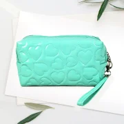 Chic Turquoise Heart Embossed Wristlet Bag - Image 3