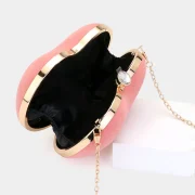 Charming Pink Heart-Shaped Velvet Clutch - Image 5