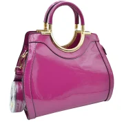 Elegant Black Patent Handbag - Image 6