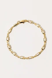 Elegant Faux Gold And Mother-Of-Pearl Link Bracelet - Image 4