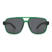 Stylish Green Frame Sunglasses With Wooden Temples - Image 4