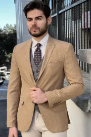 Elegant Tan Blazer For The Modern Gentleman - Image 2