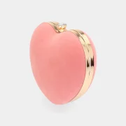 Charming Pink Heart-Shaped Velvet Clutch - Image 4