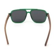 Stylish Green Frame Sunglasses With Wooden Temples - Image 3