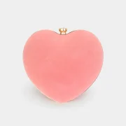 Charming Pink Heart-Shaped Velvet Clutch - Image 3