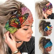 Boho Headbands Headwrap Butterfly Stretch Button Hair Bands Bandana