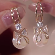Fashion Trend Crystal Zircon Bow Pendant Earrings - Image 4