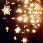 LED Snowflake Fairy String Lights Curtain – Warm White - Image 3