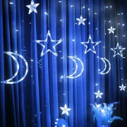 Twinkling Moon & Star LED Curtain Fairy Lights – UK - Image 4