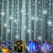LED Snowflake Fairy String Lights Curtain – Warm White