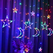 Twinkling Moon & Star LED Curtain Fairy Lights – UK - Image 3