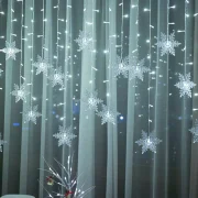 LED Snowflake Fairy String Lights Curtain – Warm White - Image 7