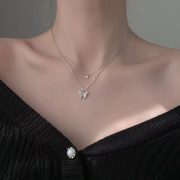 New Shiny Butterfly Necklace Double Layer Clavicle Chain Necklace - Image 2