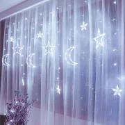 Twinkling Moon & Star LED Curtain Fairy Lights – UK - Image 2