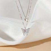 New Shiny Butterfly Necklace Double Layer Clavicle Chain Necklace - Image 5