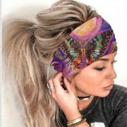 Boho Headbands Headwrap Butterfly Stretch Button Hair Bands Bandana - Image 2